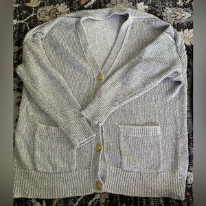 J. Crew Sequin Gray Cardigan Large